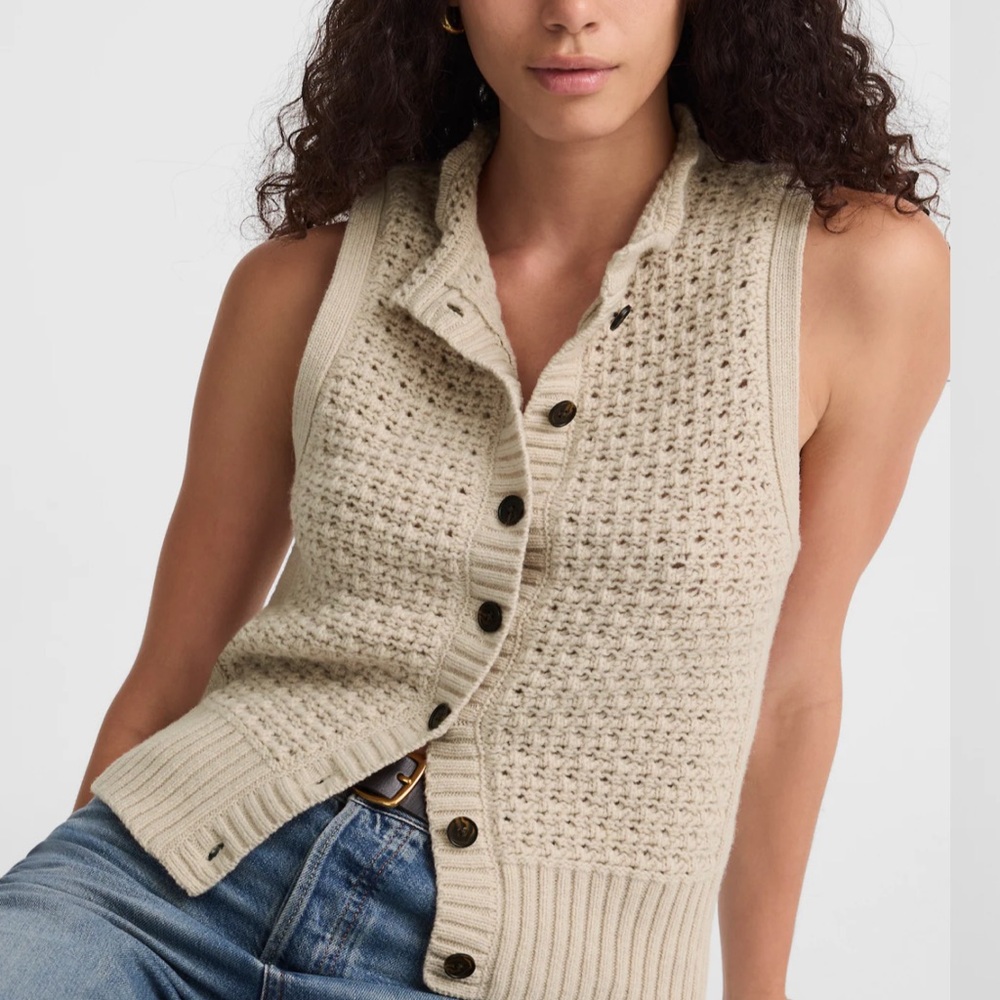 Madewell | Ruffled ButtonUp Sleeveless Cardigan NWT